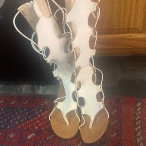 Aldo White Gladiator Lace-Up Sandals